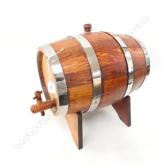 WOODEN BOUND BARREL ON STAND L 310 MM 