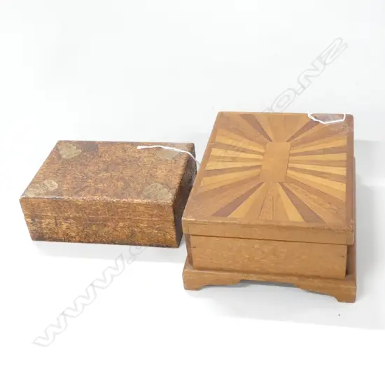 2 WOODEN BOXES; 1 TOOLED MAORI DESIGN L. 190MM