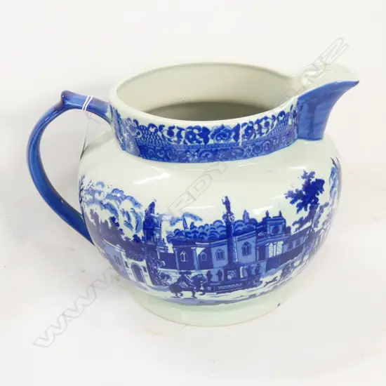 LARGE BLUE & WHITE REPRO MASONS JUG 