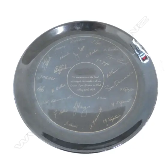 CROWN LYNN 20 YEAR SERVICE CLUB PLATE. DIA. 270MM