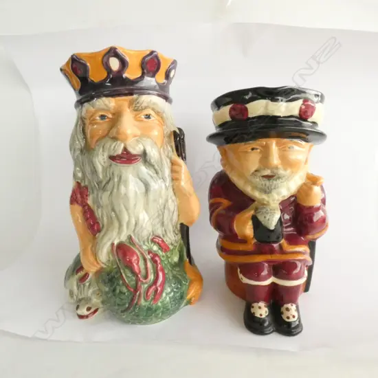 PR LG CHARACTER JUGS; FATHER NEPTUNE H.250MM & BEEFEATER H. 225MM