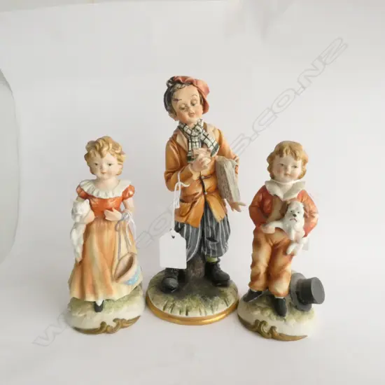 THREE BISQUE FIGURES; 2 JAPANESE 'LITTLE FRIENDS' , 1 ITALIAN A/F H. 200MM