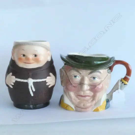PR CHARACTER JUGS; SYLVAC 'MR PICKWICK' H. 110MM & HUMMEL MONK H. 135MM