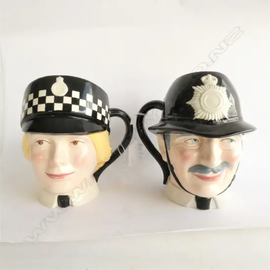 PR MASONS GOOD COMP ANIONS CHARACTER JUGS; THE POLICEWOMAN, THE POLICEMAN