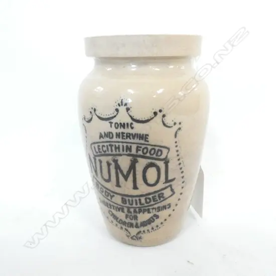 ANTIQUE NUMOL TONIC STONEWARE JAR H. 110MM