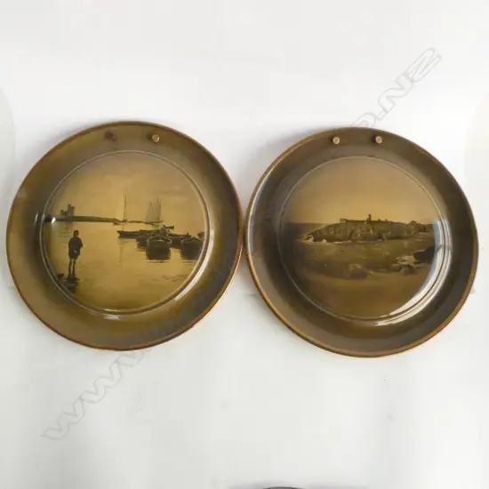 2 RIDGWAYS WALL PLATES; PEEL CASTLE & DOUGLAS BAY 245MM DIA