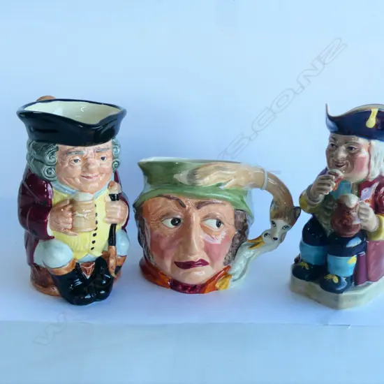 THREE CHARACTER JUGS; 'GAME KEEPER', 'JOLLY TOBY' & TOBY PHILPOTT LARGEST H. 160MM