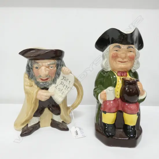 PR SYLVAC CHARACTER JUGS; SHYLOCK (H. 160MM) TOBY (H. 195MM)