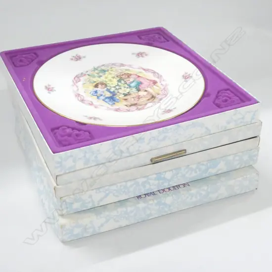 FOUR ROYAL DOULTON VALENTINES DAY PLATES - IN ORIGINAL BOXES. DIA. 210MM