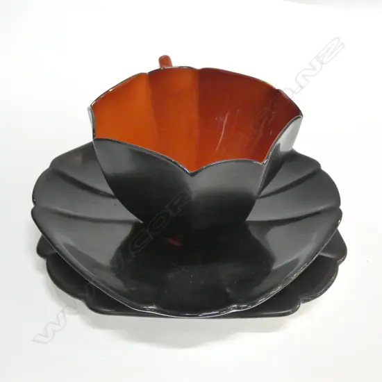 RARE SHELLEY QUEEN ANN TRIO, #11610/C,  ORANGE & BLACK