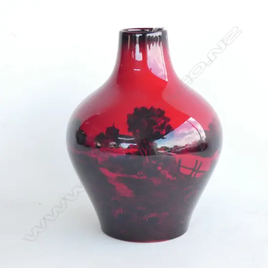 R/DOULTON FLAMBE SQUAT VASE H 170 MM