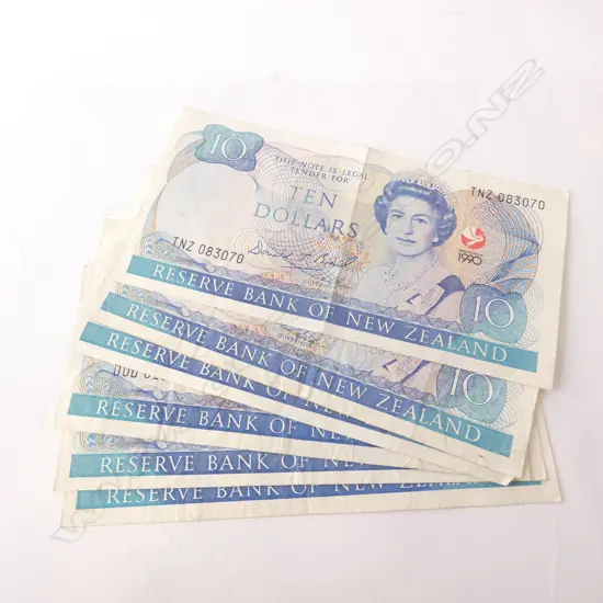 SEVEN NZ $10 NOTES 1990 - COMMEMORATING SIGNING TREATY OF WAITANGI'