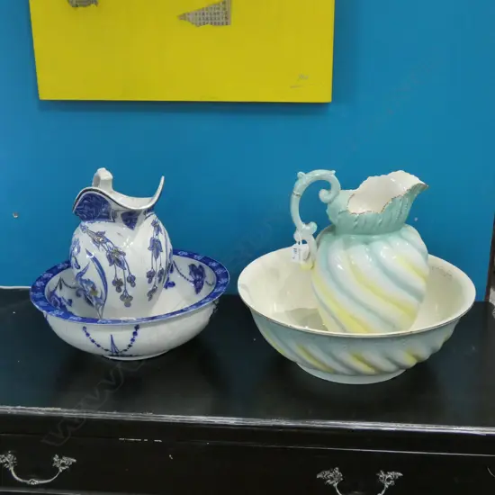 VICT WASH BOWL AND JUG + A UNMATCHED SET