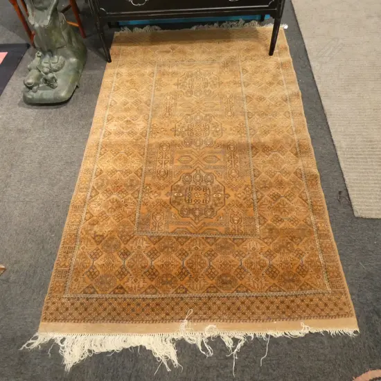 FINELY HAND KNOTTED SILK FRINGE TURKISTAN RUG