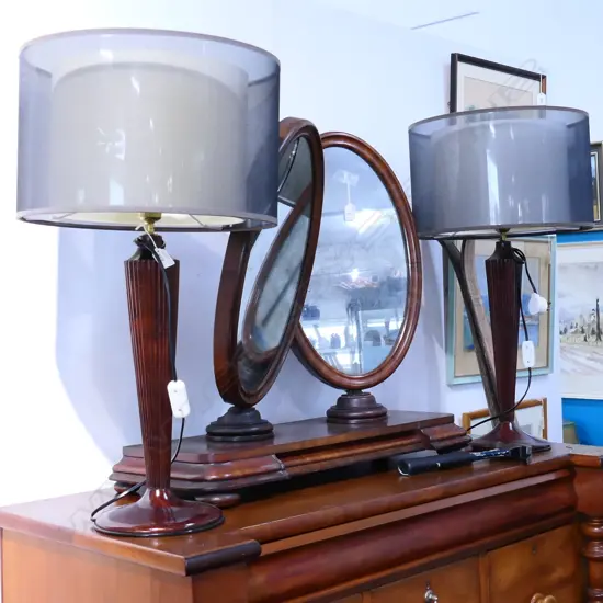 PR MAHOGANY SIDE LAMPS H. 760MM