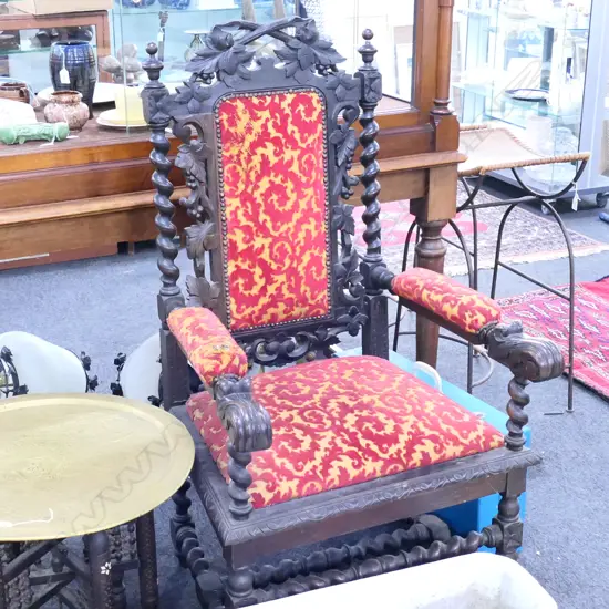 OAK  BARLEY TWIST ARMCHAIR