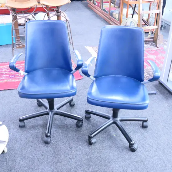 PR BLUE LEATHER OFFICE CHAIRS 