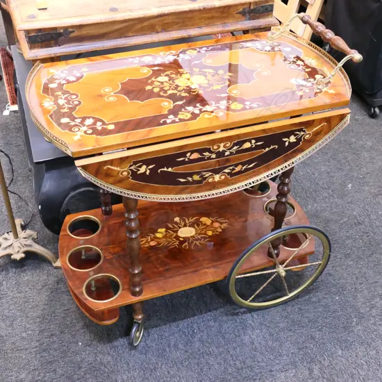 ITALIAN SORRENTO INLAID TEA TROLLEY