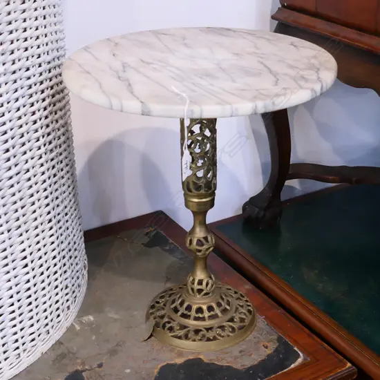 MARBLE AND BRASS SIDE TABLE D 380 MM