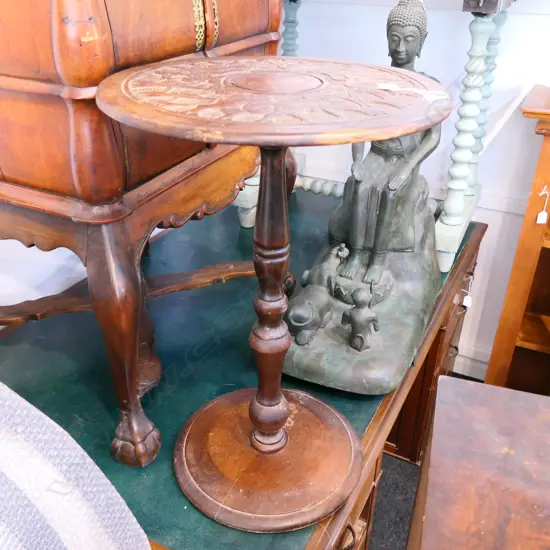 ASIAN OCC TABLE CARVED TOP 