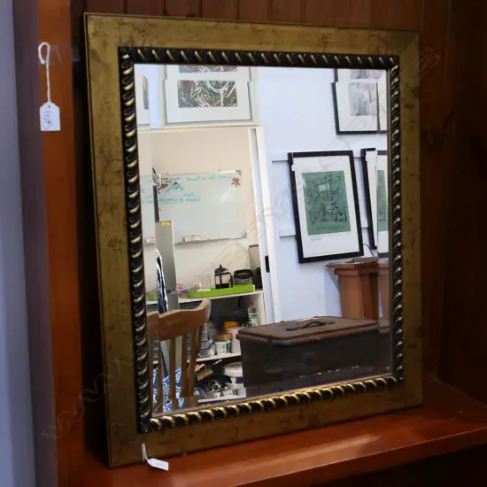 LG BEVELLED MIRROR WITH GOLD PAINTED FRAME 660 X 760MM