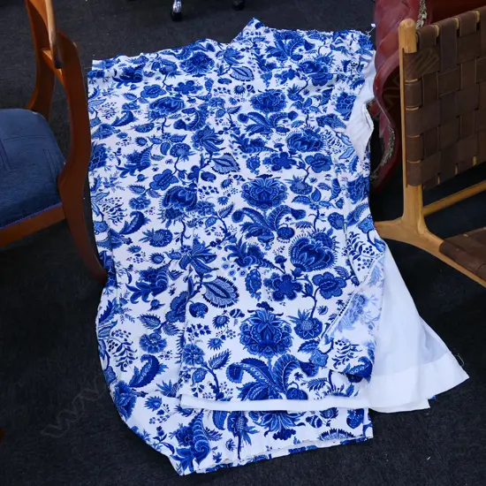 PR BLUE & WHITE VINTAGE CURTAINS EA. 1260MM X 1800MM