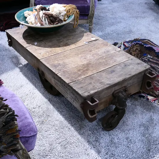 VINTAGE FRENCH TROLLEY COFFEE TABLE L. 1340MM