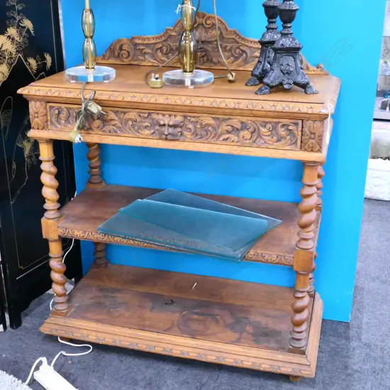 CARVED OAK UNIT H. 1260MM W. 1040MM