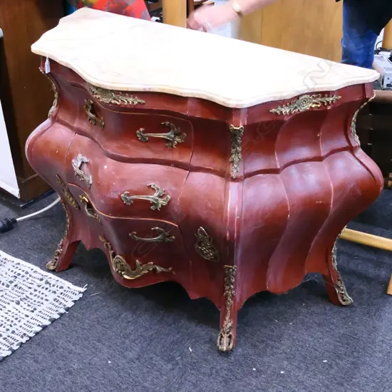 BOMBE CHEST MARBLE TOP A/F