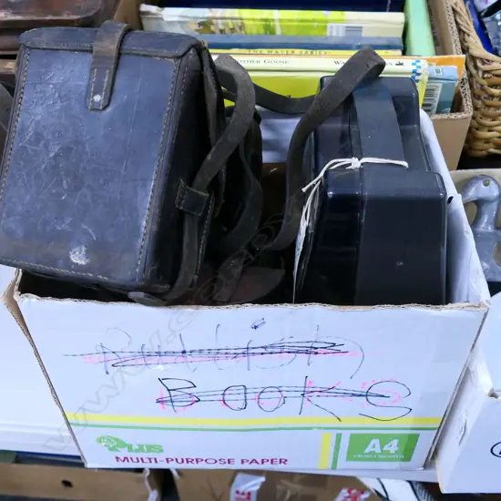 SWISS KERN THEODOLITE (w CASE), 2 LEATHER CASES & A CARTON MICROSCOPE