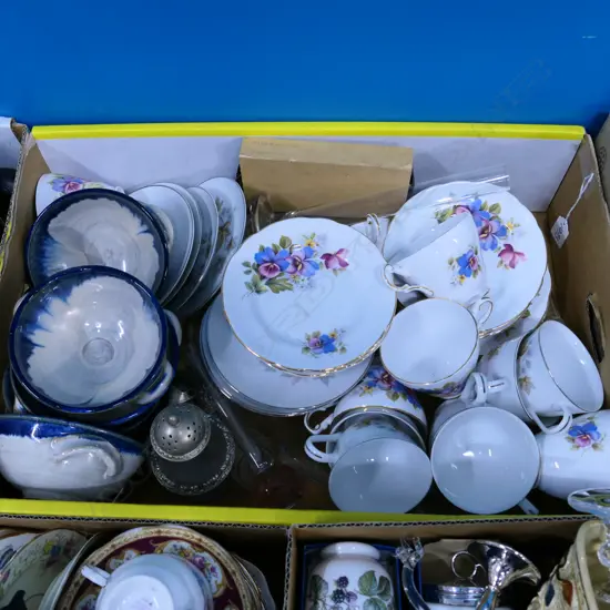 LOT ASST PLATTERS/2 TEA SETS/VASES ETC
