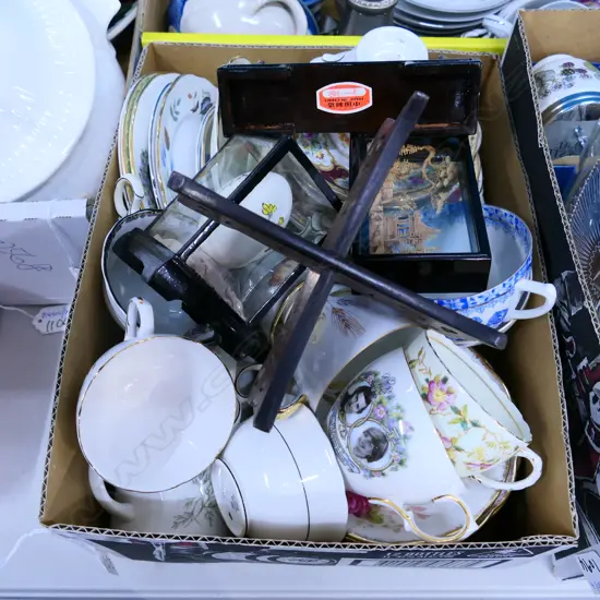 BOX LOT ASST. CHINA; TEACUPS ETC