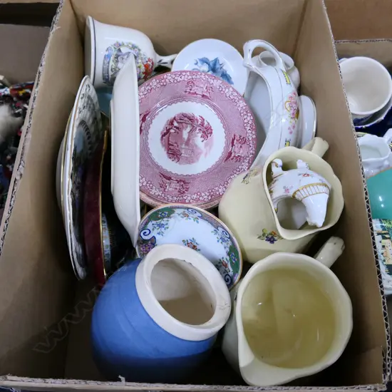 BOX LOT ASSORTED ENGLISH CHINA, INCL ROYAL DOULTON