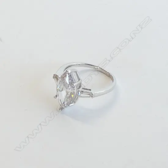 STG. SIL. RING WITH LARGE CUBIC ZIRCONIA
