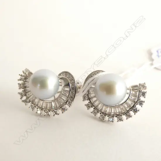 PR SILVER GILT & CULTURED PEARL EARRINGS