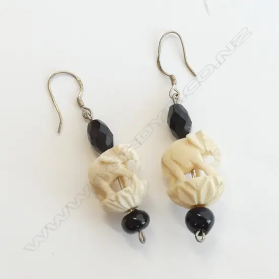 IVORY ELEPHANT EARRINGS WITH STG. SIL. HOOKS