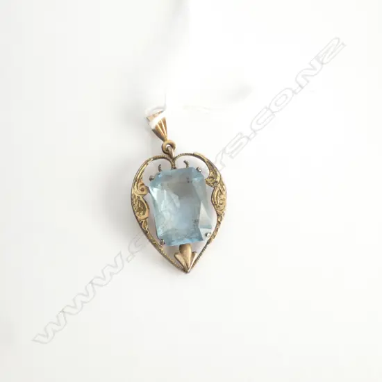 Blue stone antique pendant on gold plated sterling silver