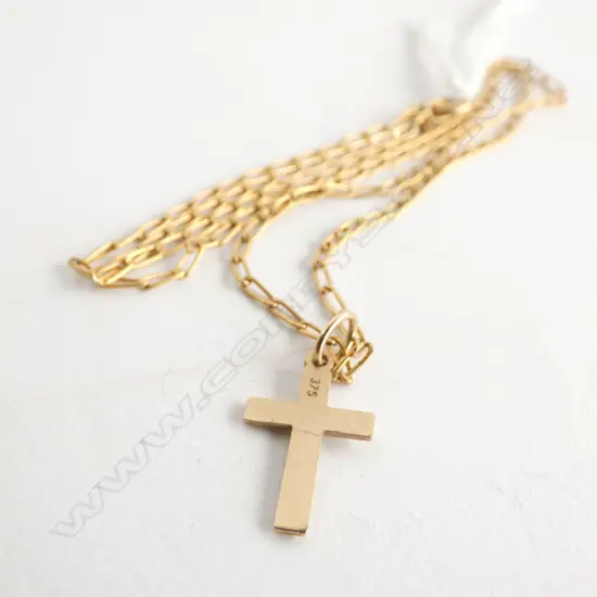 9CT GOLD CROSS AND CHAIN 2.3 GRAMS 