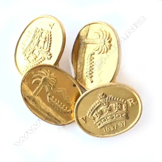 PAIR COLONIAL GOLD PLATED CUFFLINKS 1897