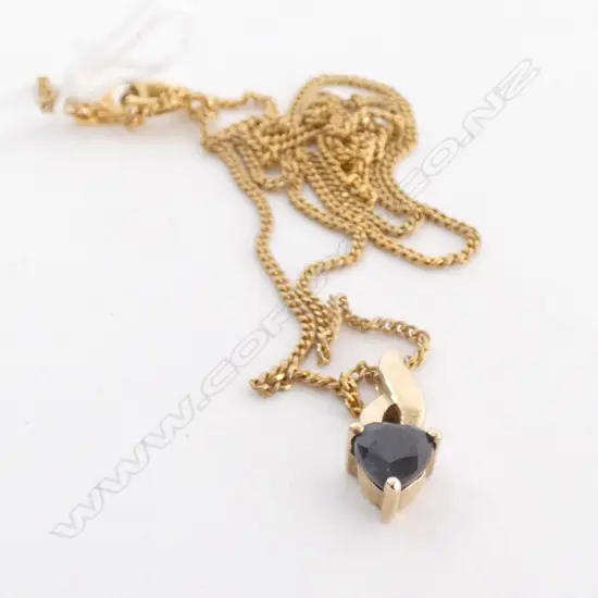 9CT GOLD SAPPHIRE PENDANT GOLD PLATED CHAIN