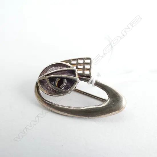 SILVER AND ENAMEL BROOCH