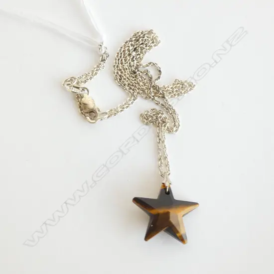 SILVER CHAIN WITH TIGER EYE STAR