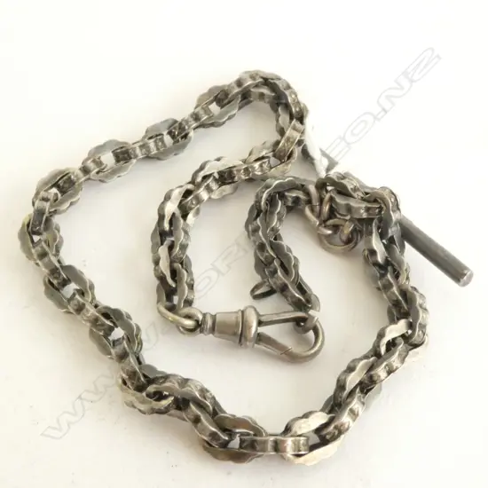 WATCH CHAIN, STERLING SILVER, ANTIQUE