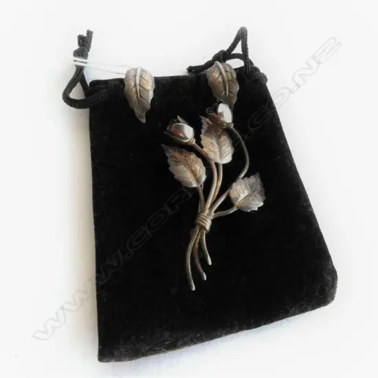 BROOCH AND EARRINGS, BY THE FAMOUS JOHN L OF DENMARK, STERLING SILVER