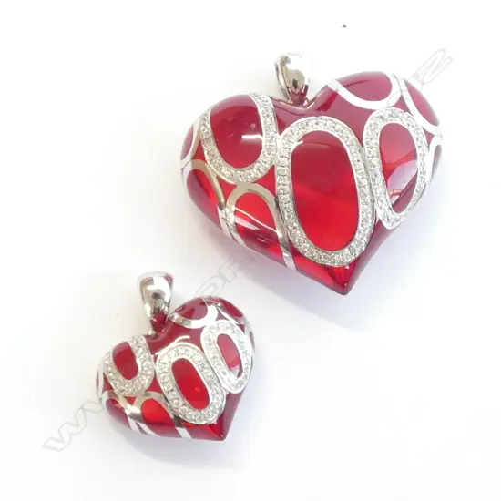 TWO KAGI HEART PENDANTS