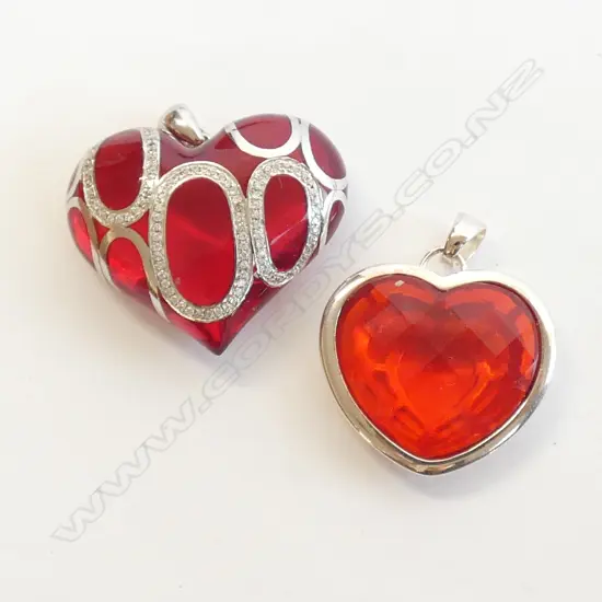 TWO KAGI HEART PENDANTS