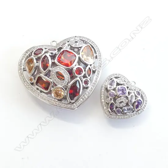 TWO KAGI HEART PENDANTS