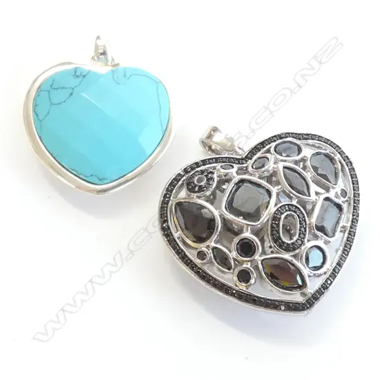 TWO KAGI HEART PENDANTS