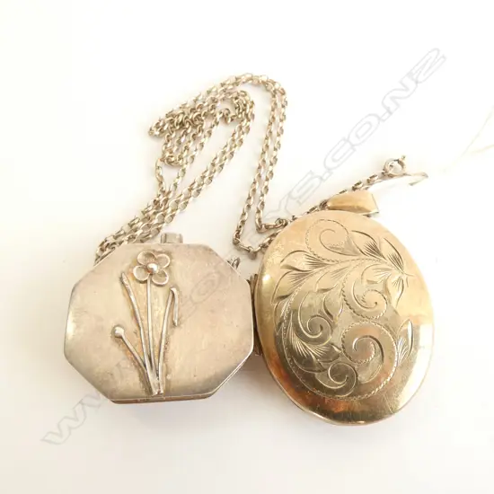 2 STERLING PCES; LOCKET & PERFUME ON 925 CHAIN 22 GRAMS