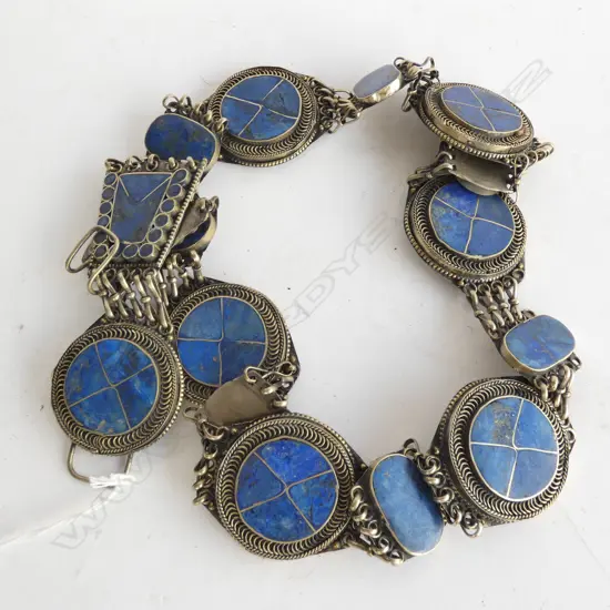 OLD AFGHAN SILVER AND LAPIS LAZULI BELT